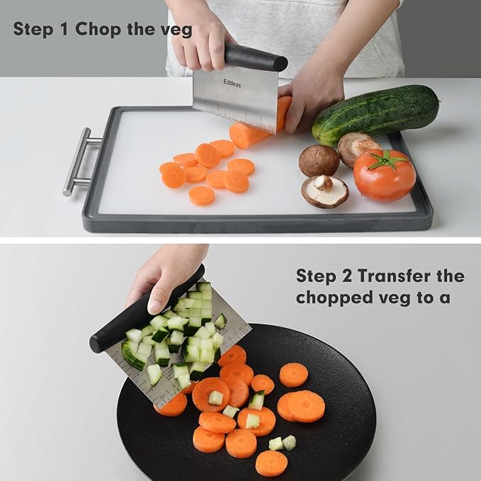 Dough Scraper and Dough Blender, Multi-Purpose Scraper Chopper Dough Tools, Heavy Duty Stainless Steel and Non-slip handle Pastry Cutter Set, Great for Pastry, Pizza, Dough and Cake