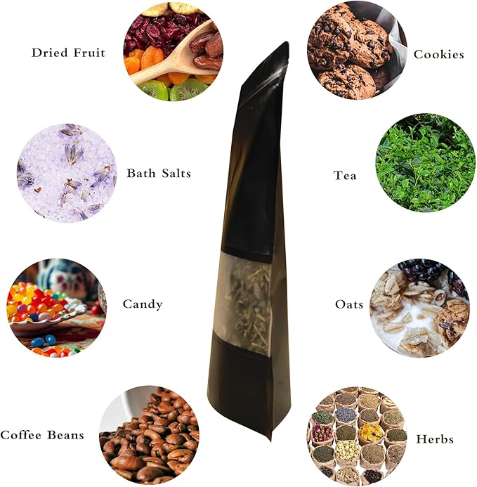 100 PCS Resealable Bags, Stand Up Kraft Paper Bags with Matte Window, Zipper Lock Food Storage Bags for Small Business and Home, 4.72 * 7.87 Inch Reusable Sealable Bags for Packaging -Black