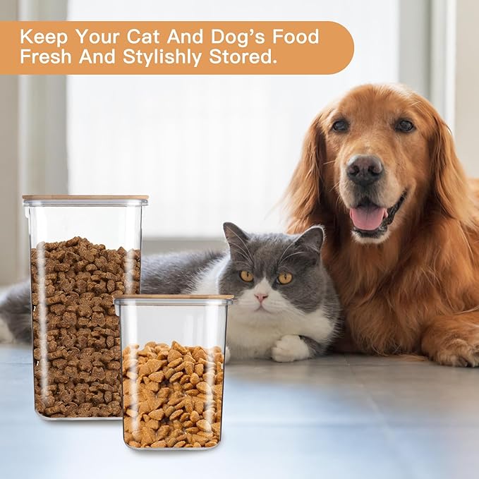 Large Capacity Plastic Food Storage Containers with Bamboo Lid - Moisture-proof Sealing Box Jars with Wooden Lids for Kitchen Storage (40 OZ+60 OZ+108 OZ- XS+S+M)