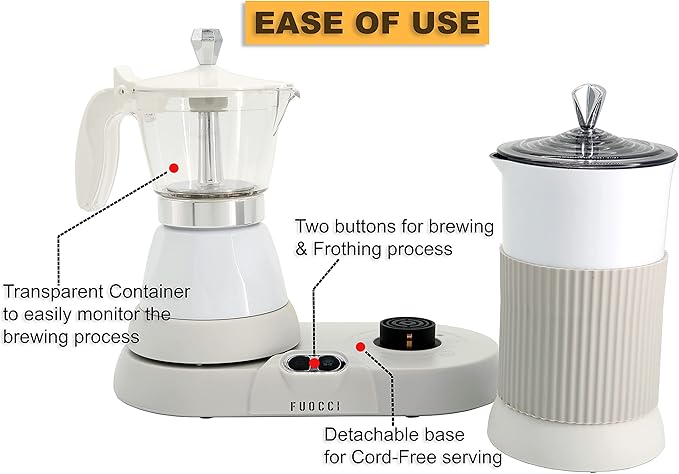 Espresso Maker With Milk Frother; 3 Cups Italian Coffee Maker; Electric Moka Pot And Frother For Cappuccino, Mocha, Latte Macchiato Cuban Coffee Maker Electric Cafeteras Electricas Modernas