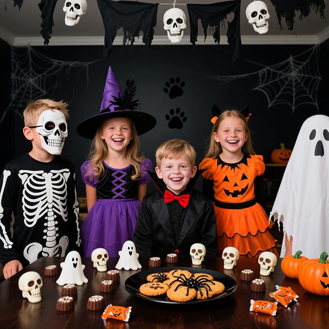 Skull Mold for Food with 20 Cavity, 3D Skull Baking Pan, Non-Stick Halloween Silicone Mold for Chocolate Cake Ice Cubes Halloween Decoration