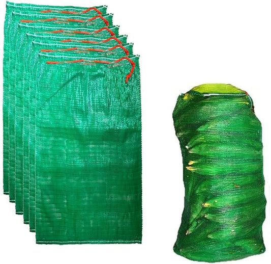 10pcs Extra Large Mesh Storage Produce Bags Reusable Vegetable Storage Bags Sacks 21'' x 32'' Holds up to 50 Lbs Vegetable Storage Bags (Green 10)