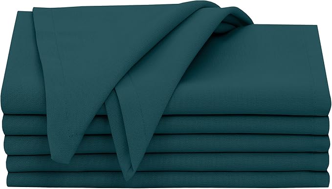 Ruvanti Cloth Napkins Set of 6, 18x18 Inches, 100% Cotton, Washable, Soft & Absorbent, Perfect for Wedding, Christmas, ‎Thanksgiving Dinners - Deep Teal