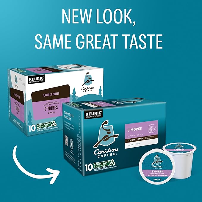 Caribou S’mores Cabin Coffee, Single Serve Keurig K-Cup Pods, Medium Roast Coffee, 60 Count (6 Packs of 10)