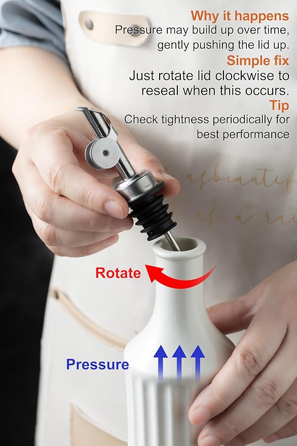 LYEOBOH Oil Dispenser for Kitchen, Olive Oil Dispenser Bottle with Non Drip Spout - 17 OZ Ceramic Vinegar Dispenser Bottle, Easy to Use for Kitchen Gadgets, Frying, BBQ, White