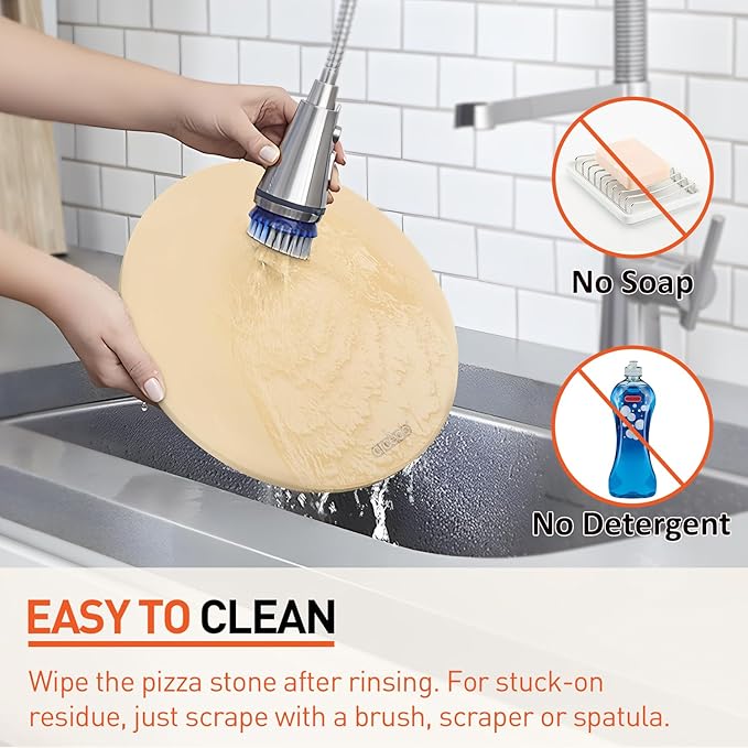 Pizza Stone for Oven 16 Inch, Round Baking Stone for Bread Thermal Shock Resistant BBQ Grilling Pizza Pan Cordierite Cooking Pan With PE Scraper