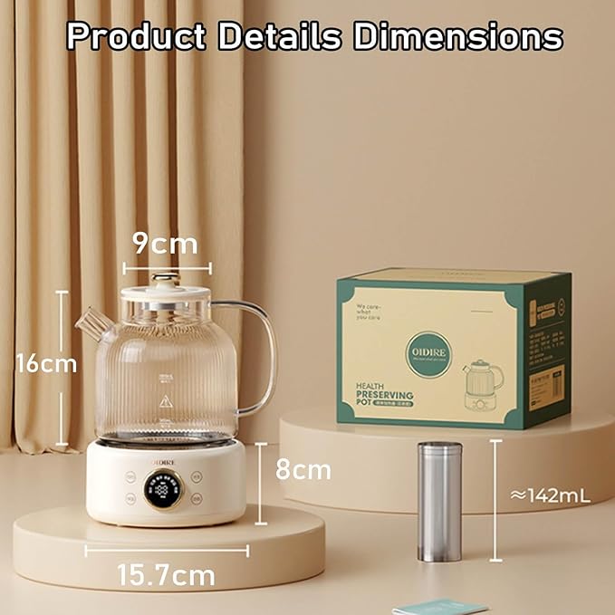 1L Glass Electric Kettle with Fast Boiling & Keep Warm,LED Display,BPA-Free Health Pot,Microcomputer Control Electric Tea Kettle,Boil-Dry Protection for Home,Office,Dorm(110V)