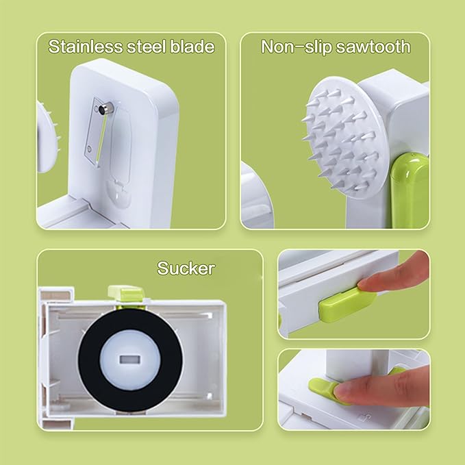 5-Blade Vegetable Spiralizer for Veggie Noodles – Quick Kitchen Slicer with 4 Interchangeable Blades for Carrots, Potatoes, Cucumbers, and Luffa (White)