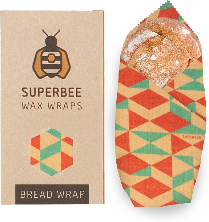 SUPERBEE Beeswax Bread Wrap, Reusable Beeswax Wrap for Food, Wrap Bread, Reusable Bees Wrap Paper for Wrapping Vegetables, Cheese Paper, Bowl Covers and Sandwich Wrapping, XXL (Retro Vibes)