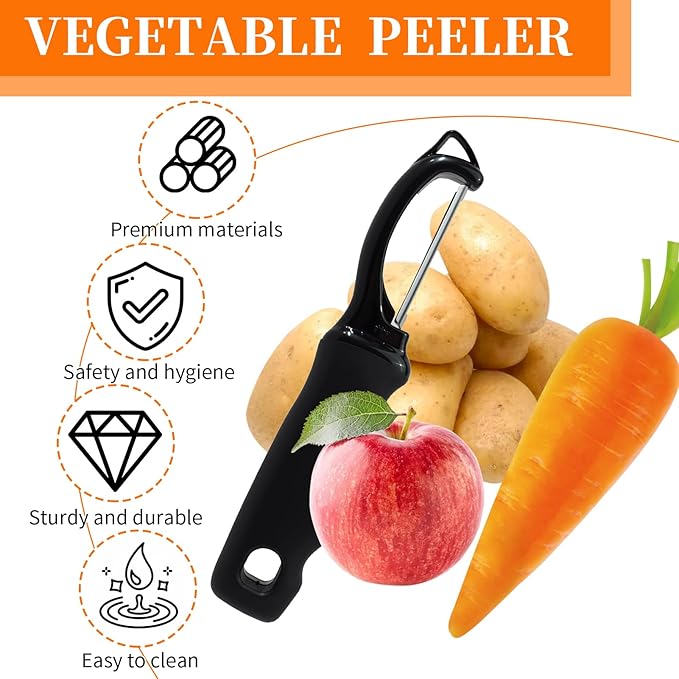 2 Pcs Premium Swivel Vegetable Peeler, Potato Peeler Hand Tool Stainless Steel, Blade Swivel Peelers with Ergonomic Non Slip Grip, Ideal for Fruits Carrots Apples Kitchen Prep or Gift Use