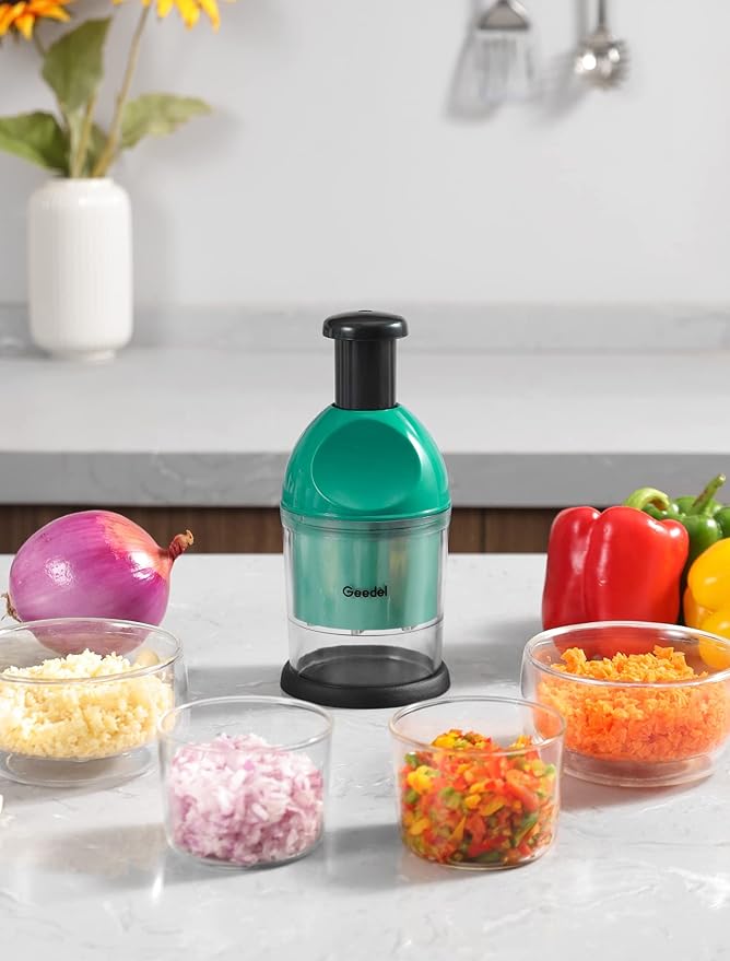 Geedel Food Chopper, Easy to Clean Manual Hand Vegetable Chopper Dicer, Dishwasher Safe Slap Onion Chopper for Veggies Onions Garlic Nuts Salads