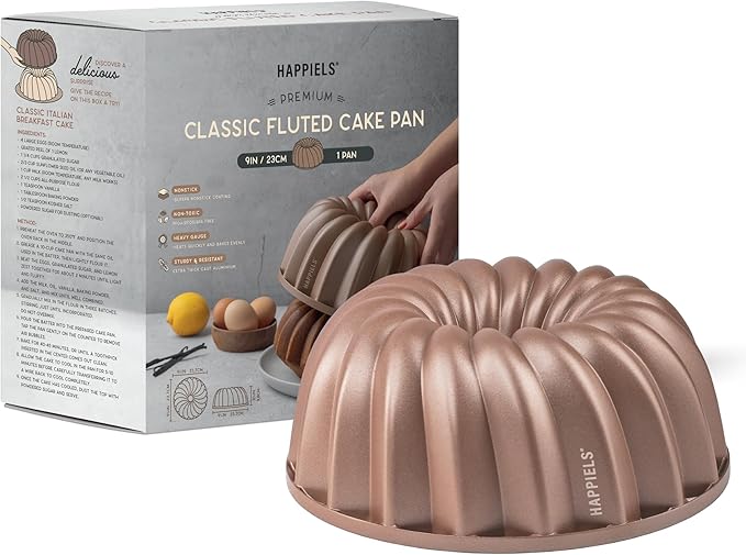 10 Cup Fluted Tube Cake Pan Nonstick, PFOA Free Fluted Cake Pan for Baking, Pound Cake Mold for Oven, Cake Molds And Cake Pans, Tube Mold, Pound Tin (Classic)