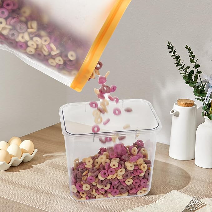 Large Capacity Plastic Food Storage Containers with Bamboo Lid - Moisture-proof Sealing Box Jars with Wooden Lids for Kitchen Storage (152 OZ- XL)