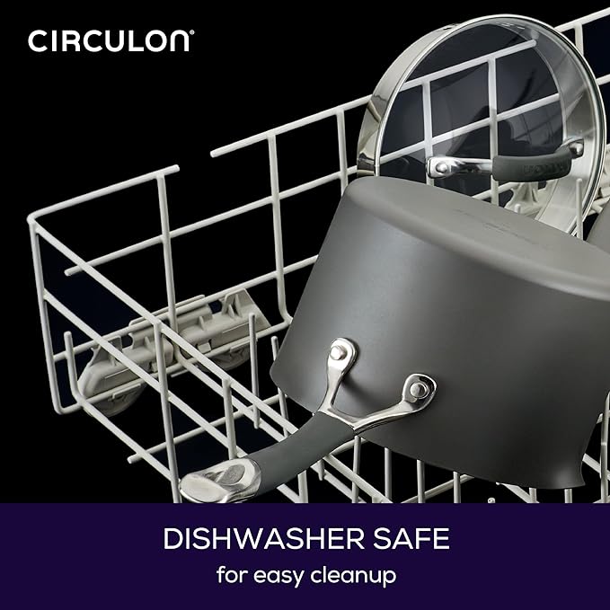 Circulon Radiance Hard-Anodized Nonstick Straining Saucepan, 3-Quart, Gray