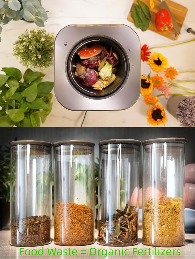 Nagual Electric Kitchen Composter, Indoor Mill Grinder Food Recycler Bin, 0.66gal/Odorless/Low Noise/Auto-Stop, Countertop Disposer Turn Food Waste into Fertilizer