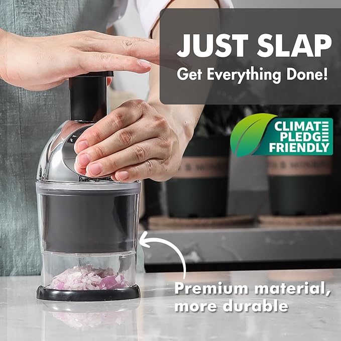Geedel Food Chopper, Easy to Clean Manual Hand Vegetable Chopper Dicer, Dishwasher Safe Slap Onion Chopper for Veggies Onions Garlic Nuts Salads