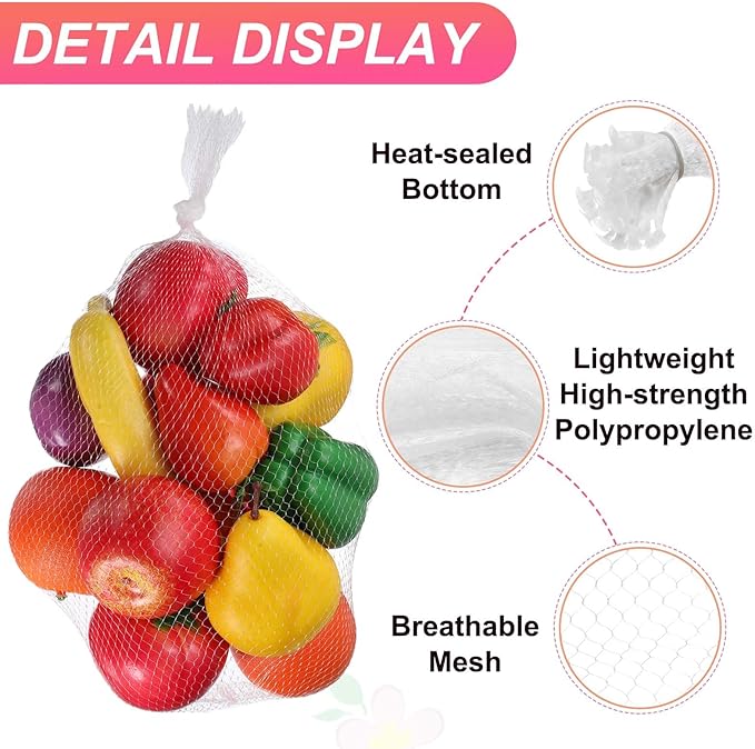 uxcell 100PCS Reusable Mesh Produce Bags, 17.7 Inches Egg Hatching Bags Washable Breathable Fruit Net Stretchable Mesh Netting Storage for Seafood Vegetable Onion Grocery Shopping, White