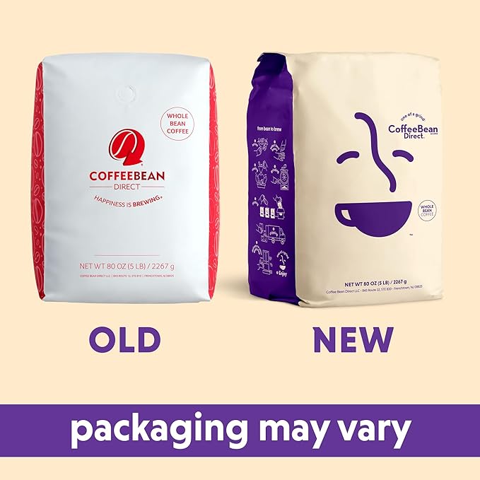 Coffee Bean Direct Medium Roast Espresso, Whole Bean Coffee, Medium Roast, 5 Pound Bag (Pack of 1)