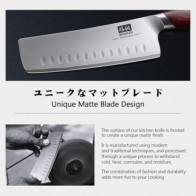 SHAN ZU 7 Inch Nakiri Knife, Japanese 10Cr15MoV High Carbon Stainless Steel Chopping Chef Knife, Professional Sharp Multipurpose Asian Kitchen Vegetable Cleaver Knife with Ergonomic Pakkawood Handle