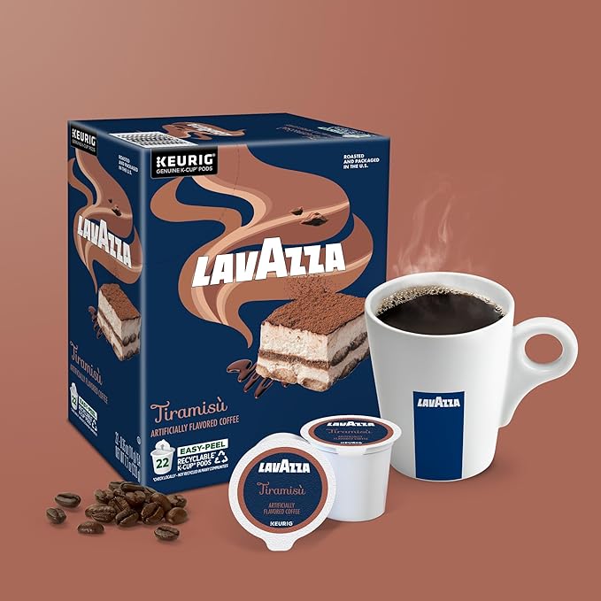 Lavazza Tiramisù Coffee, Single Serve Keurig K-Cup Pods, Flavored Coffee, 88-Count Box (4 Packs of 22)