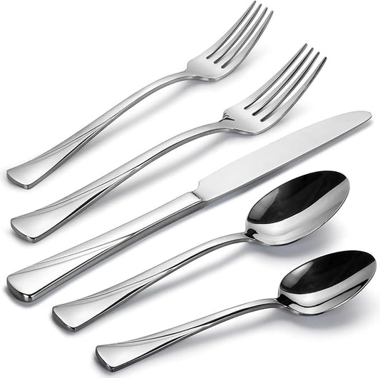 Alata Alice 20-Piece Silverware Set Stainless Steel Flatware Set,Service for 4,Mirror Polished Cutlery Set,Dishwasher Safe