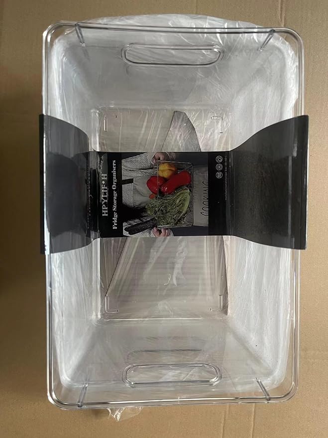 Fridge Organiser Set, Clear Plastic Storage Bins, 4 Pack Pantry Organizers & Storage Containers, Cabinet Organizer, Home Organization Must Haves for Kitchen, Laundry Room, Office, Closet & Freezer