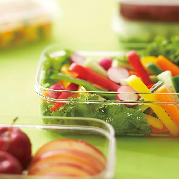 Lustroware Micro Clear Transparent Food Storage Containers with Lids – BPA-Free, Shatterproof, Dishwasher & Microwave Safe, 1.0 qt Stackable Refrigerator Organizer Bins, Made in Japan, Set of 6