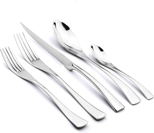 20-Piece 18/10 Stainless Steel Serrated Steak Knife Flatware Set, Service for 4