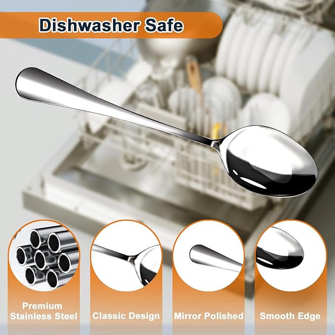 16 Pieces Heavy Duty Teaspoons Set,6.8" Tea Spoons Silverware,Food Grade Stainless Steel teaspoons,Small Spoons for Home, Kitchen, Restaurant,Mirror Polished and Dishwasher Safe