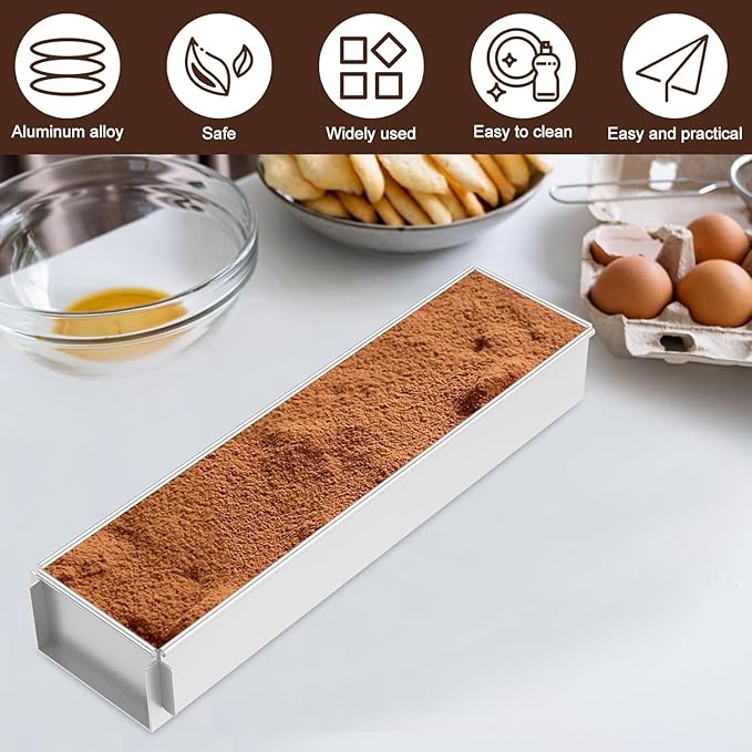 Rectangle Aluminum Tiramisu Pan, Nonstick Tiramisu Pan Cake Baking Tray,Mousse Cake Mold, Luminum Alloy Baking Mold for Tiramisu Cheesecake (Removable)