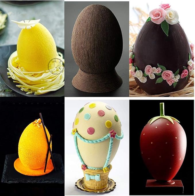 OCPO KITCHEN Easter Egg Silicone Mold for Baking Chocolate Easter Eggs, Mousse Cake, Jello, CheeseCake, Ice Cream, Dessert, Cake Decoration Mold (8-Cavity)