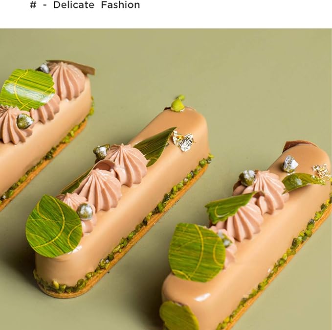 OCPO KITCHEN Eclair Silicone Mold for Baking Mousse Cake, 3D Silicone Baking Mold for Cakes French Pastry Chocolate Brownie, Cake Decoration, 3D Eclair Shape (8-Cavity)