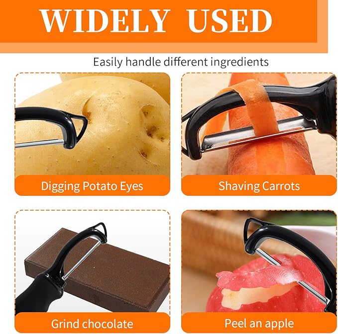 2 Pcs Premium Swivel Vegetable Peeler, Potato Peeler Hand Tool Stainless Steel, Blade Swivel Peelers with Ergonomic Non Slip Grip, Ideal for Fruits Carrots Apples Kitchen Prep or Gift Use