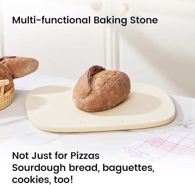 Pizza Stone, 12"x11" Pizza Stones for Oven Grill BBQ, Cordierite Baking Stone for Pizza & Bread & Cookies with Unique Irregular Shape Design