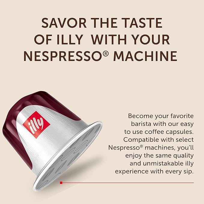illy Aluminum Espresso Capsules - Compatible with Nespresso Machines - Intenso Bold Roast Coffee - Full of Flavor - Notes of Cocoa and Dried Fruit - Single Serve Capsules - 10 Count (Pack of 10)