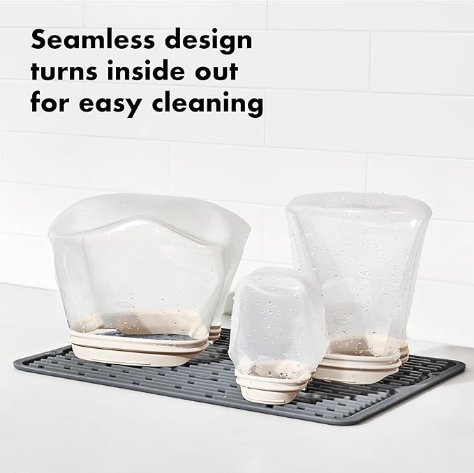 OXO Good Grips Silicone Reusable Bag – Stand-Up Half Gallon (64 oz) - Oat