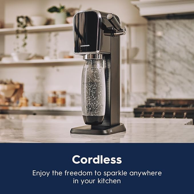 SodaStream - ART Sparkling Water Maker | VALUE BUNDLE | CQC CO2 system | Includes 2x CO2 Cylinders, 2x 32 Fl Oz Dishwasher Safe Bottles, 2x Bubly Flavor Drops | Combine with Pepsi Flavors | Misty Blue