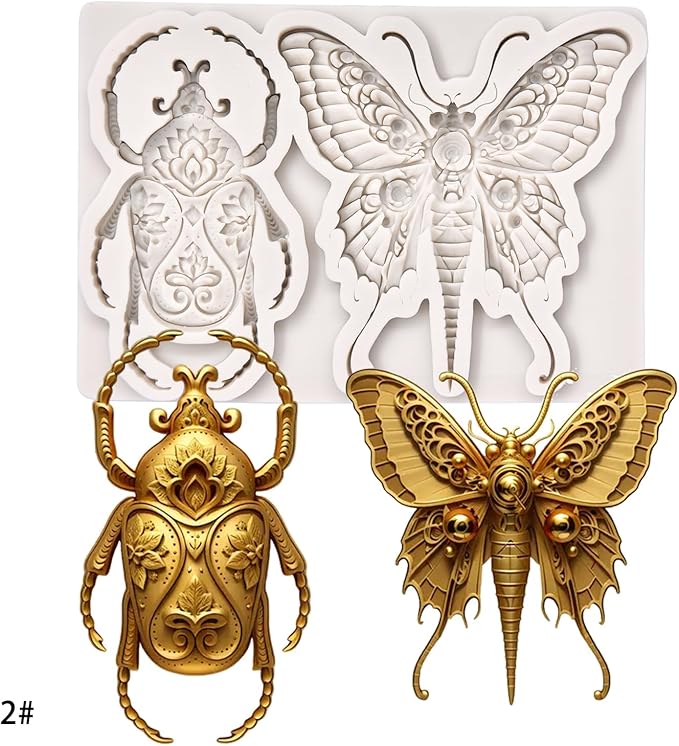 (Four-piece set) Skull of octopus with ghost face, butterfly, bug, Halloween skeleton grim reaper, skeleton bride, DIY silicone mold, chocolate mold wedding cake decoration tool soft candy cake mold