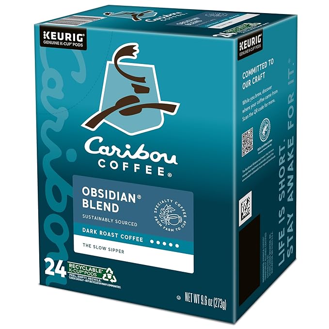 Caribou Coffee Obsidian Keurig Single-Serve K-Cup Pod, Medium Roast Coffee, 96 Count