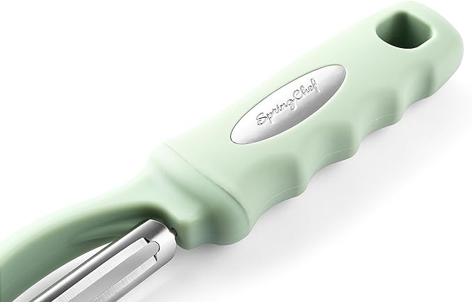 Spring Chef Premium Swivel Vegetable Peeler, Comfortable Handle and Ultra Sharp Stainless Steel Blades - Perfect Kitchen Peeler For Veggie, Fruit, Potato, Carrot, Apple - Pistachio