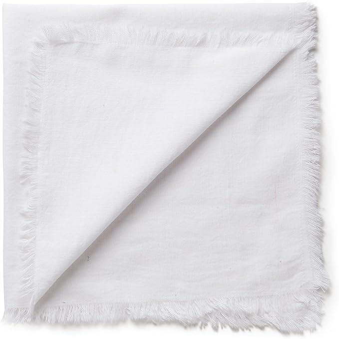 ACCENTHOME White Cotton Linen Napkin Set of 12 18x18 inch Dinner Napkins - Washable Soft Premium Hotel Quality Reusable Napkins Perfect Table Napkins for Family Dinners, Weddings & Everyday Use