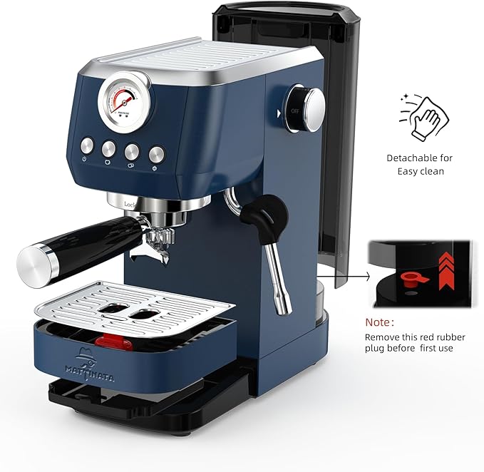 Espresso Machine 20 Bar, Espresso Coffee Maker with Professional Milk Frother Steam Wand for Cappuccino & Latte, 49oz Removable Water Tank for Home, Blue