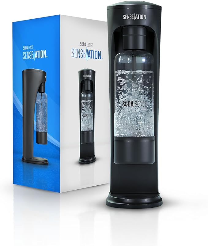 Soda Sense SENSEation Sparkling Water Maker, Includes Machine & Re-usable Carbonation Bottle