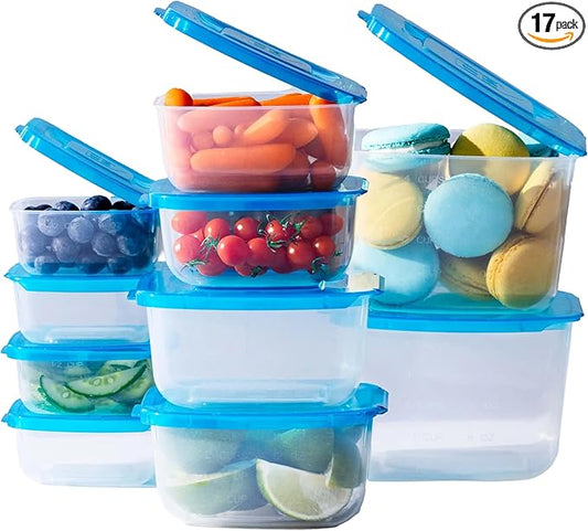 Premium Attached Food Storage Containers, Permanently Attached Plastic Lid, Never Lose & Space Saving Organization (10 Pack)