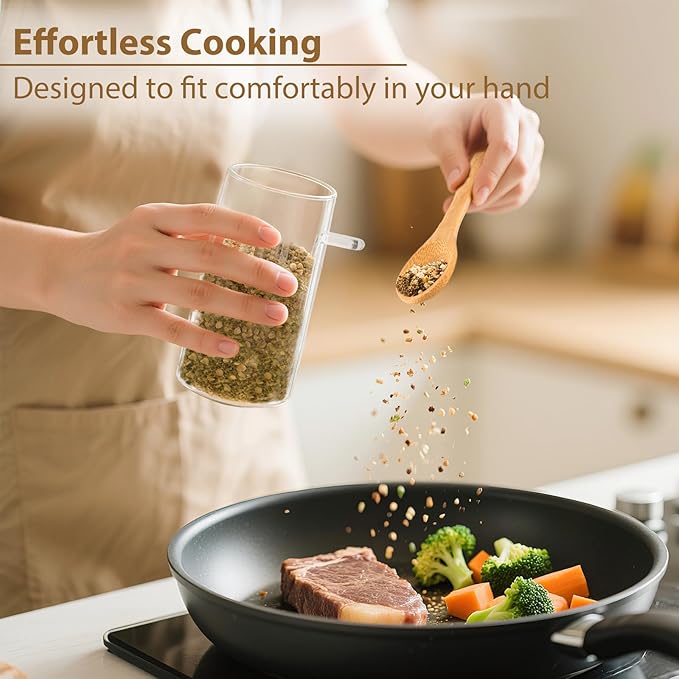 12 Pack 10 oz Round Glass Spice Jars with Lids and Spoons – Airtight Small Spice Containers Set with Labels, Clear Glass Storage Jars for Seasoning, Spices, Kitchen Pantry Organization