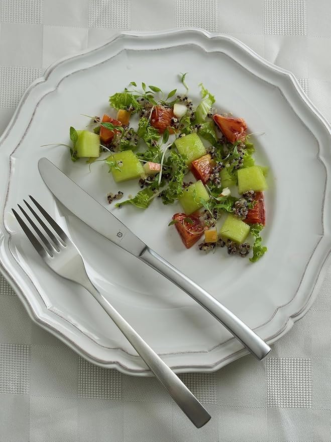 Matte Silverware Set, 18/10 Stainless Steel Satin Flatware, Modern Brushed Finish Cutlery, Dishwasher Safe & Durable, Built to Last (40-Piece, Sleek)