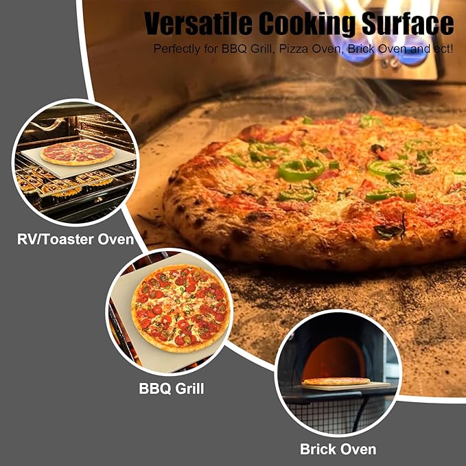 Pizza Stone Replacement for Ooni Karu 16 Multi-Fuel Pizza Oven, Heavy Duty Ceramic Grill Plate Accessories Pizza Baking Stone for Oven/Grill, Thermal Shock Resistant