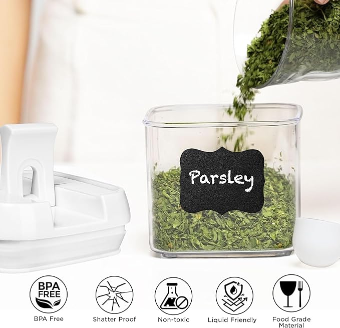 Shazo 9 PC Airtight Food Storage Containers - BPA Free Clear Plastic Snack & Spice Containers with Easy Lock Lids - Kitchen and Pantry Organization for Herbs, Coffee, Tea - 0.5L / 2.1 Cups