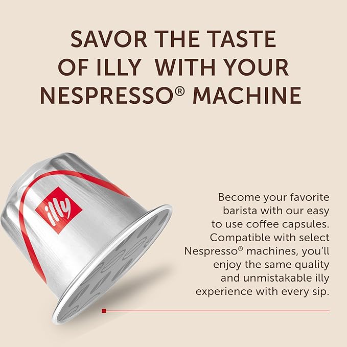 illy Aluminum Espresso Pods - Compatible with Nespresso Machines - Classico Lungo Roast Coffee - Mild & Balanced - Notes Of Caramel, Orange Blossom & Jasmine - 10 Count (Pack of 20)