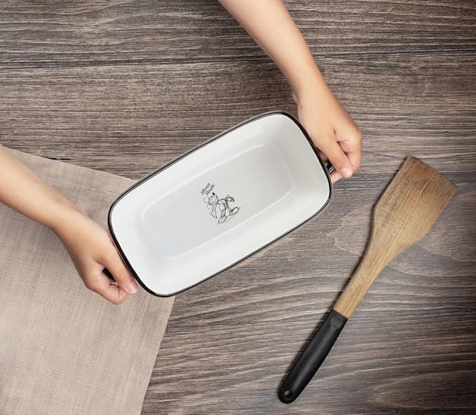 Zrike Disney Mickey Mouse Baking Pan Ceramic Nonstick - Rectangular Cake or Loaf Pan With Disney Sketchbook Design - Durable PFAS-Free Baking Dish - Set of 1